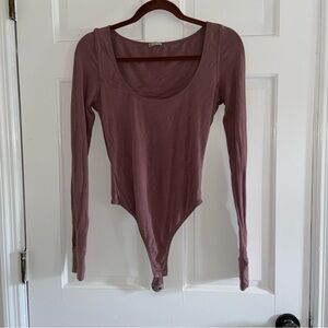Free People Dusty Rose Long Sleeve Bodysuit size M